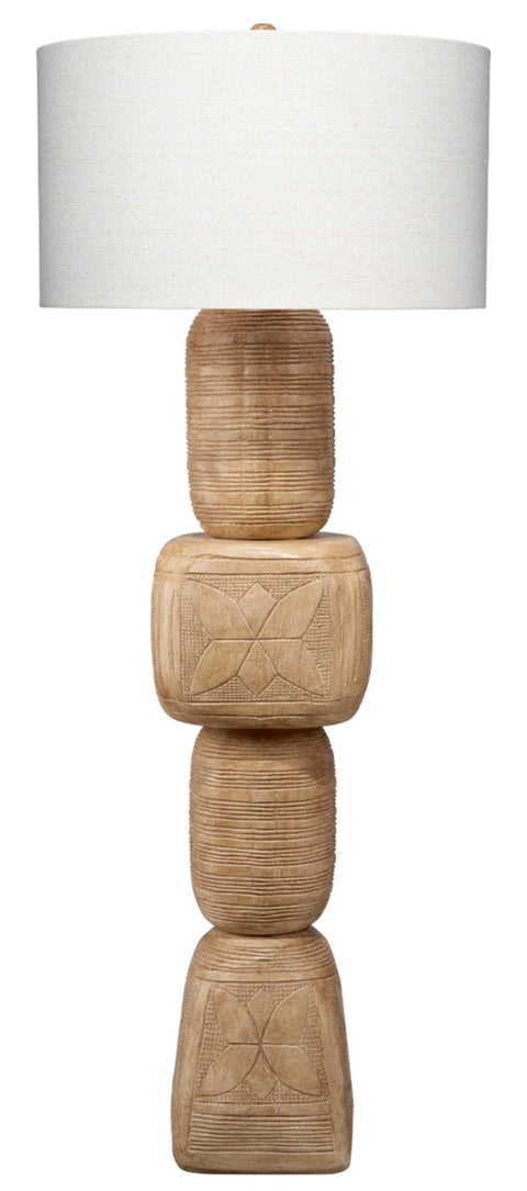 Totem Ambient Organic Bohemian Carving Drum Floor Lamp
