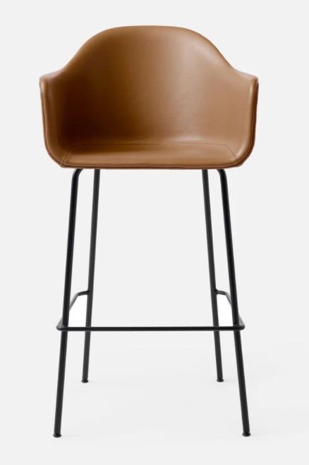 Timeless Minimalist Upholstered Barrel Bar Stool with Splayed Legs