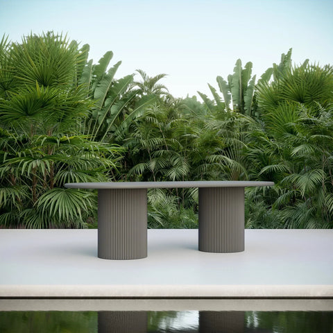 Azzurro Living Coastal Drum Dining Table for Outdoor Living