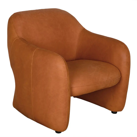 Timeless Minimalist Modern Barrel Leather Armchair