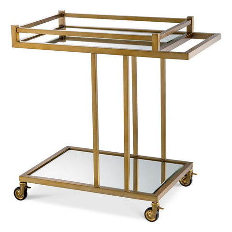 Beverly Hills Art Deco Bar Cart with Glass Finish
