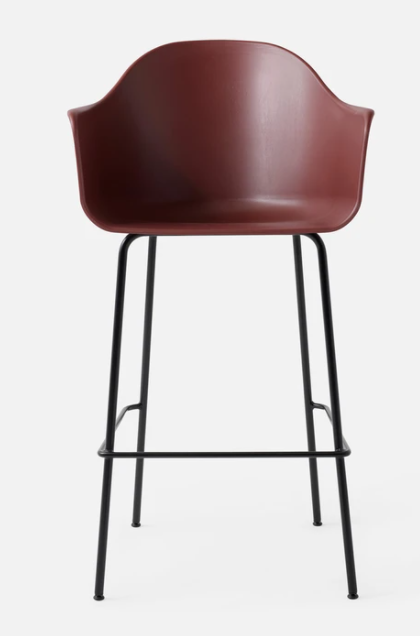 Timeless Minimalist Modern Barrel High Back Sled Bar Stool