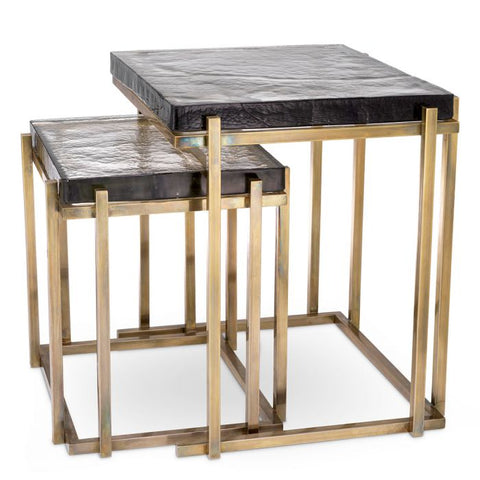 Eichholtz Space Saving Vintage Square Glass Nesting Table Set