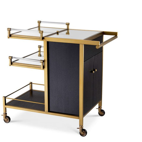 Eiffel Modern Quiet Luxury Glass Wood Bar Cart