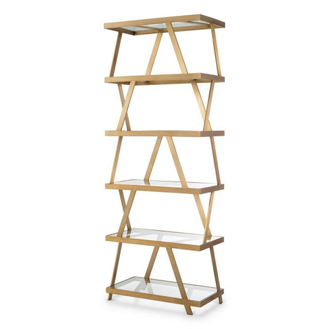 Billinghurst Etagere Bookshelf in Brushed Gold