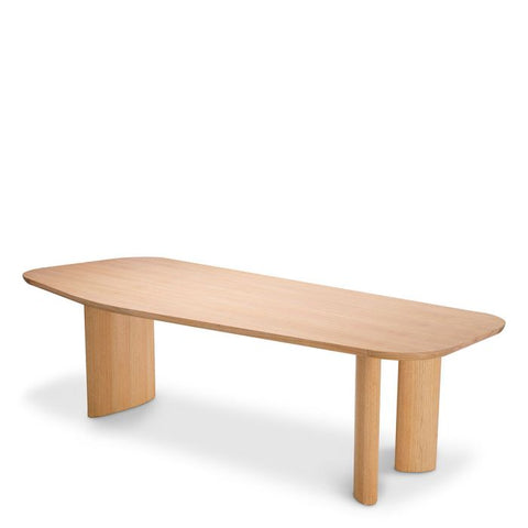 Timeless Minimalist Farm Dining Table with Curved Block Drum Base