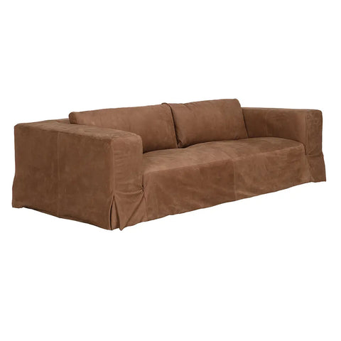 Plato Contemporary Leather Standard Sofa with Square Armrests