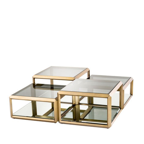 Eichholtz Timeless Minimalist Modern Square Glass Coffee Table