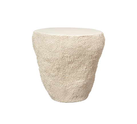 Uni Organic Drum Accent Table with Textured Curved Design