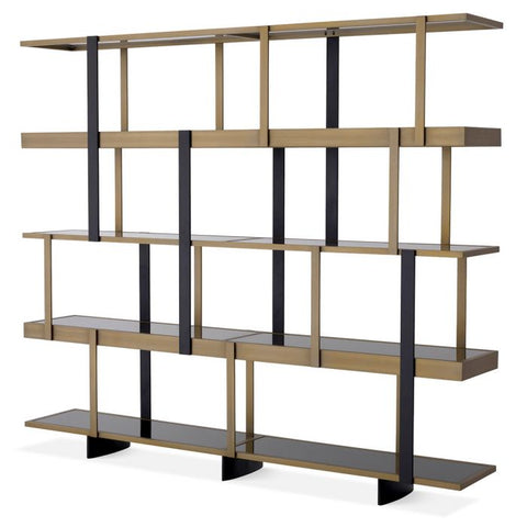 Mercure Etagere Bookshelf with Brushed Gold Finish
