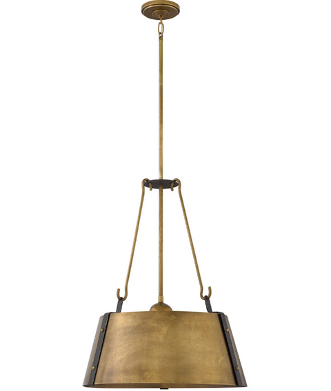 Cartwright Farmhouse Pendant Light with Rustic Brass Finish
