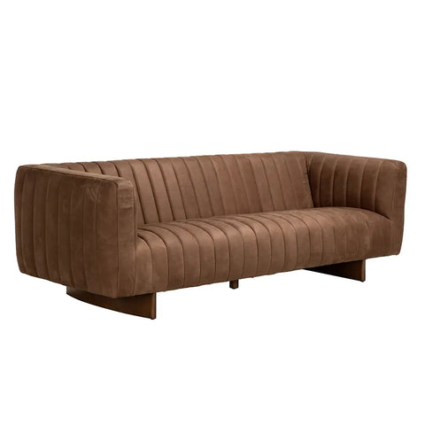 Khann Modern Solid Leather Upholstered Sofa
