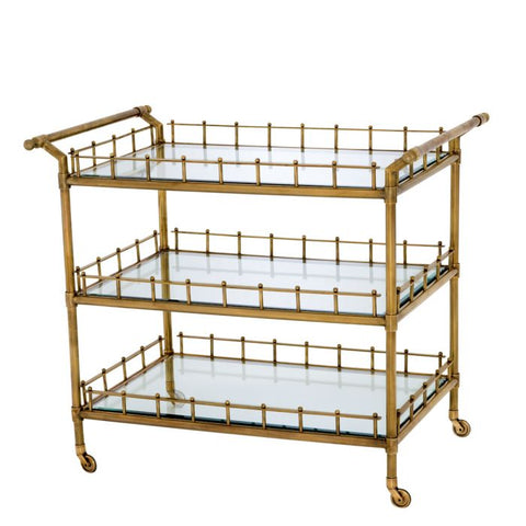 Scarlett Vintage Art Deco Rectangle Glass Bar Cart