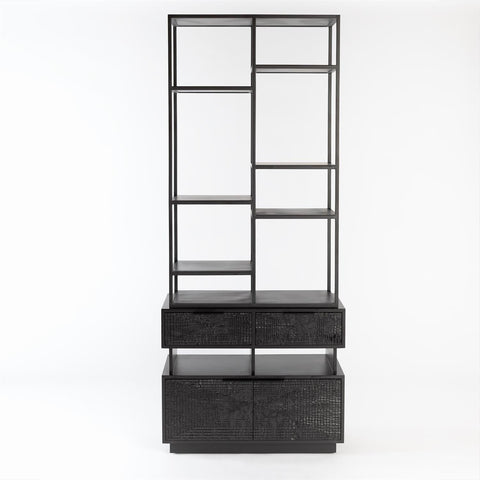 Kyoto Modern Etagere Bookcase with Abstract Design