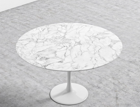 Timeless Minimalist Mid Century Marble Tulip Dining Table