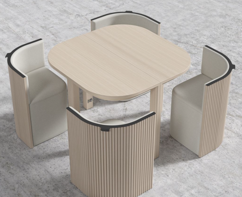 Space Saving Modern Scandinavian Reeded Ash Dining Table