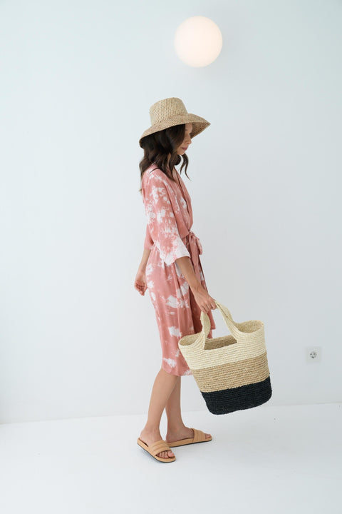 Beach Handmade Color Block Open Top Tote