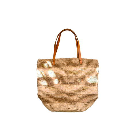 Beach Stripe Handwoven Tote with Open Top from Indonesia