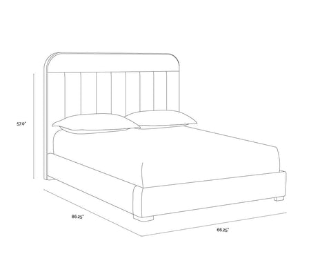 Sunpan Modern Davina Upholstered Platform Bed with Headboard - Queen - King - Queen