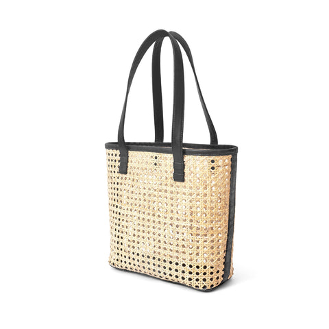 Beach Handmade Geometric Leather Trim Tote