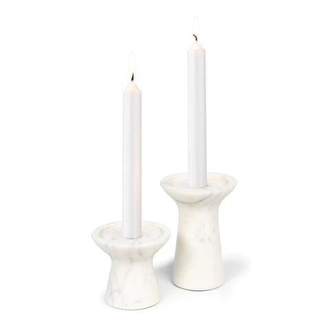 Regina Andrew Contemporary Cylindrical Stone Candlestick Set for Tapers - Set of 2
