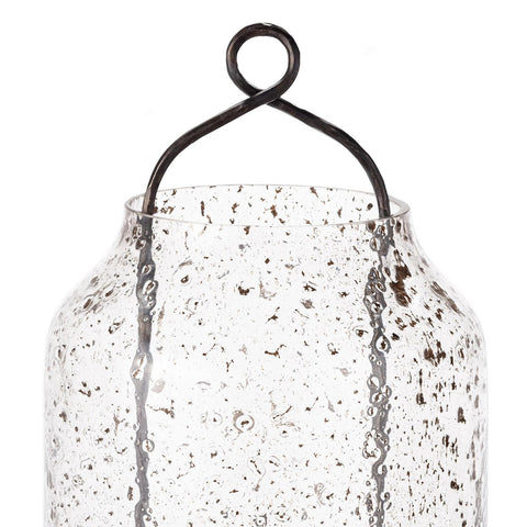 Organic Contemporary Bronze Finished Glass Hurricane