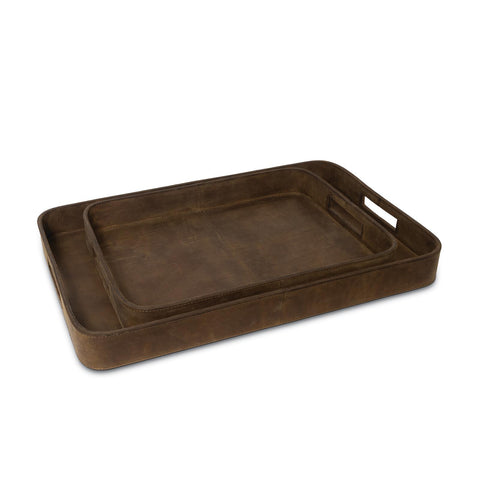 Regina Andrew Regina Andrew Modern Leather Gift Serving Tray - Set of 2