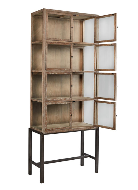 Veso Washed Oak and Glass Contemporary Display Cabinet