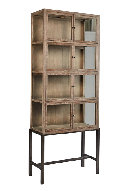 Veso Washed Oak and Glass Contemporary Display Cabinet