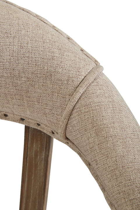 Timeless Minimalist Oak Barrel Back Upholstered Counter Stool