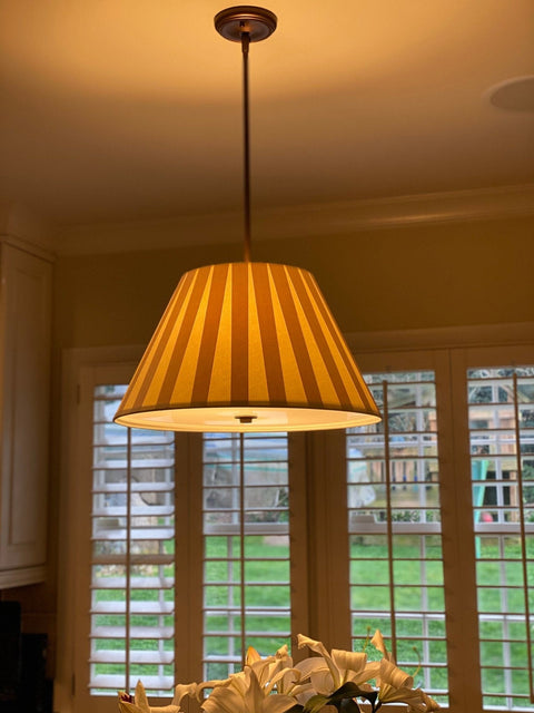 20” Pleated Paper Pendant Shade With Two Bulb Socket and Diffuser