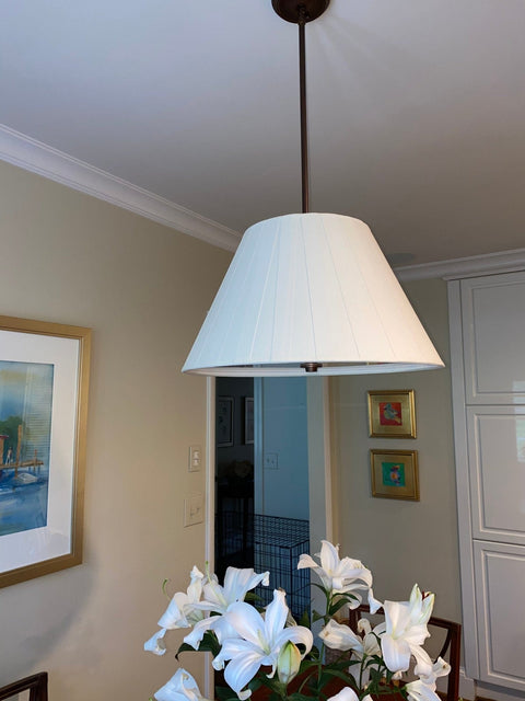 20” Pleated Paper Pendant Shade With Two Bulb Socket and Diffuser