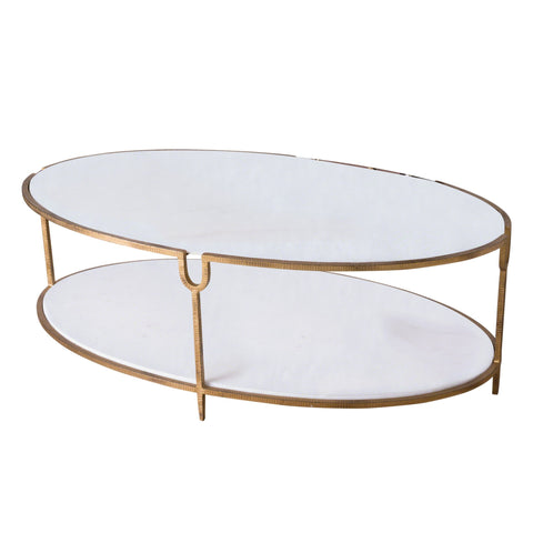 Timeless Minimalist Contemporary Oval Marble Coffee Table