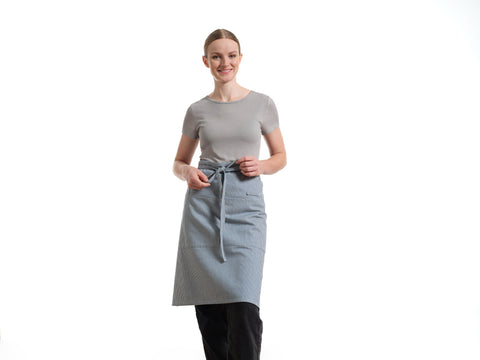 Bistro Stripe Adjustable Apron with Deep Patch Pockets