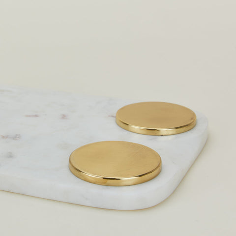 SIMPLE MARBLE + BRASS SERVING BOARD - SMALL