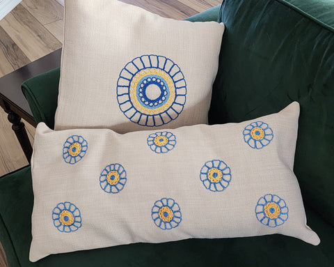 Artful Traditionalist Bohemian Embroidery Square Pillow Cover