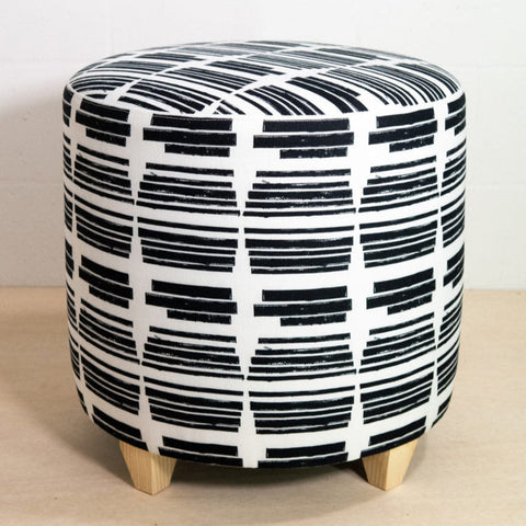 Marguerite Global Eclecticist Pouf Ottoman with Tapered Legs