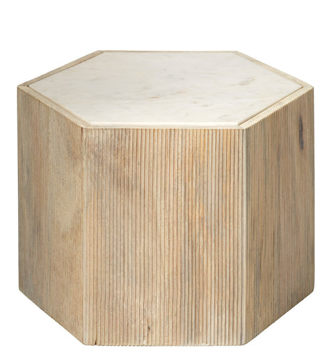 Argan Hexagonal Ribbed Drum Center Table Accent Table