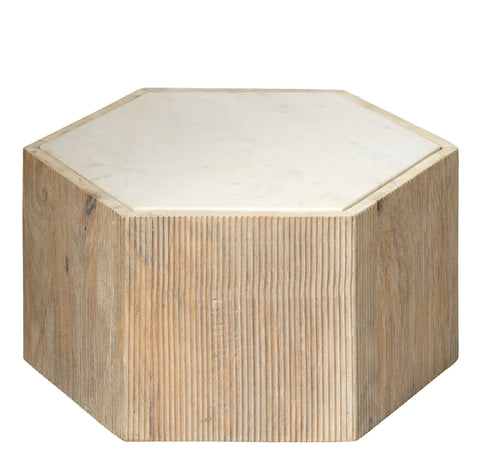 Argan Contemporary Ribbed Drum Center Table