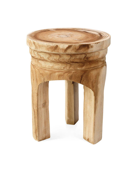 Artful Traditionalist Rustic Round Wood Accent Table