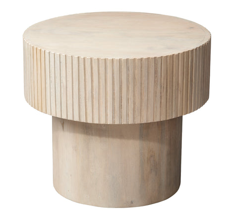 Modern Artisan Crafted Round Drum Accent Table