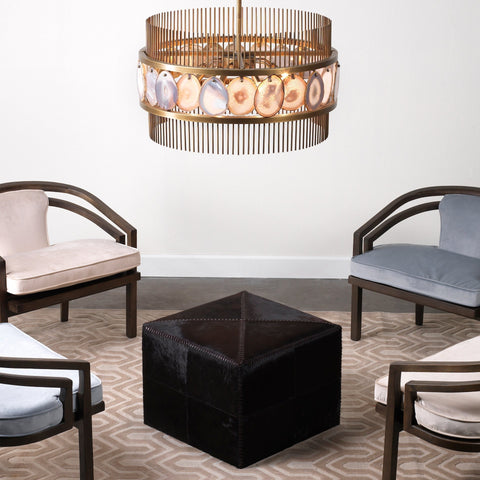 Timeless Minimalist Modern Pouf Ottoman with Contrast Trim