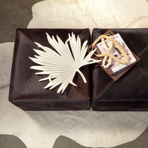 Timeless Minimalist Modern Pouf Ottoman with Contrast Trim