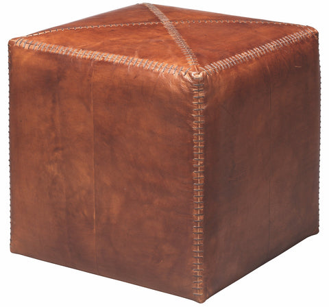 Artful Traditionalist Backless Pouf Ottoman with Stitching