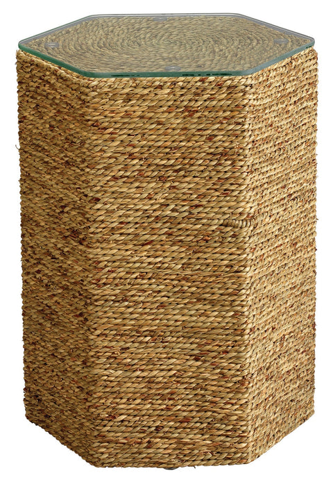 Nature-Driven Modernist Coastal Woven Seagrass Center Table