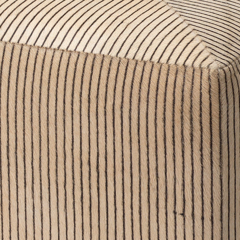 Timeless Minimalist Rustic Pinstriped Pouf Ottoman