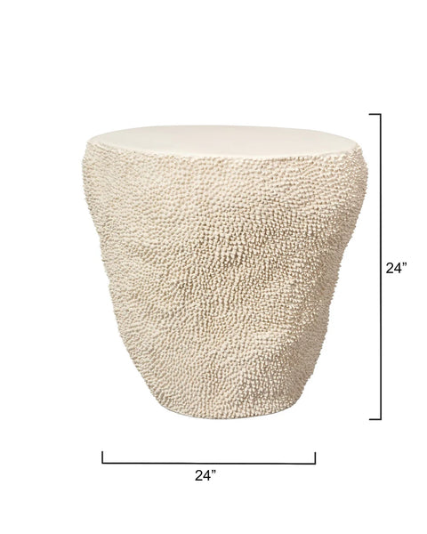 Uni Organic Drum Accent Table with Textured Curved Design