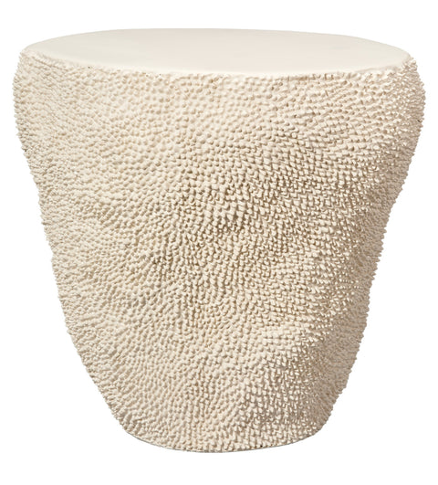 Uni Organic Drum Accent Table with Textured Curved Design
