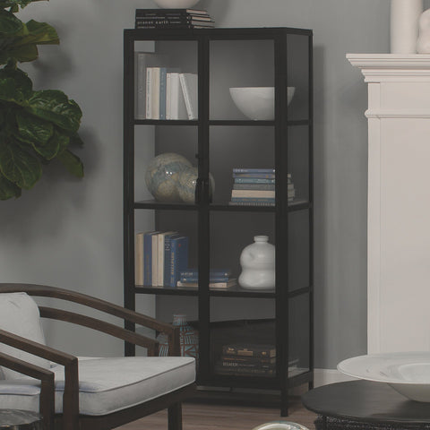 Union Minimalist Matte Black Display Cabinet