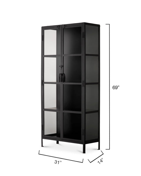 Union Minimalist Matte Black Display Cabinet